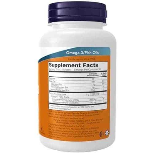 NOW Foods Omega-3 Fish Oil 1000 mg Softgels | 180 EPA / 120 DHA, Molecularly Distilled, Cardiovascular Support (100 Count) thumbnail 2