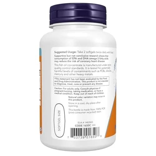NOW Foods Omega-3 Fish Oil 1000 mg Softgels | 180 EPA / 120 DHA, Molecularly Distilled, Cardiovascular Support (100 Count) thumbnail 3