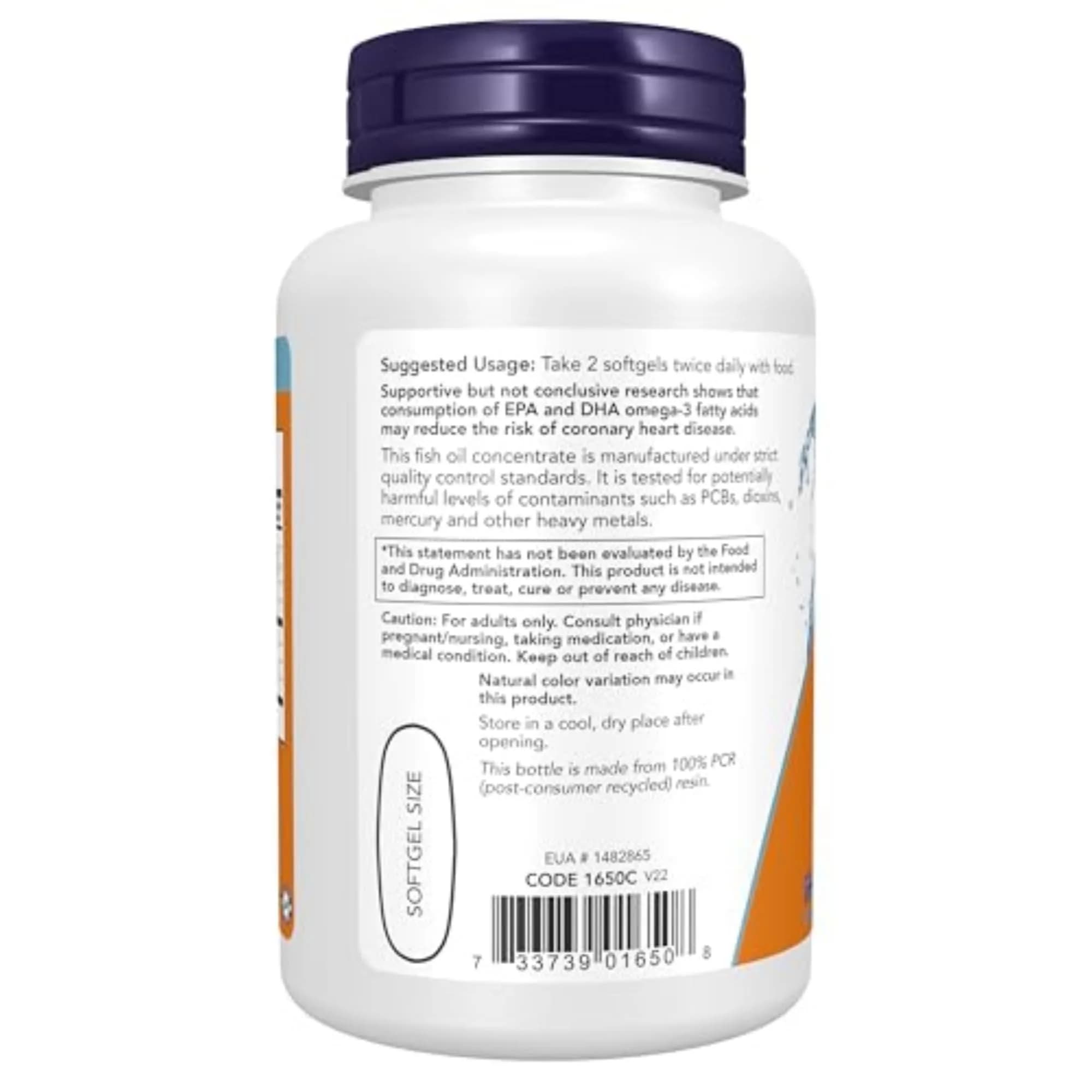 NOW Foods Omega-3 Fish Oil 1000 mg Softgels | 180 EPA / 120 DHA, Molecularly Distilled, Cardiovascular Support (100 Count) - view 3