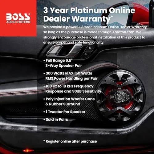 BOSS Audio Systems CH6530 6.5 Inch Car Speakers | 300 Watts, 3-Way, Full Range, Coaxial, 4 Ohms thumbnail 2