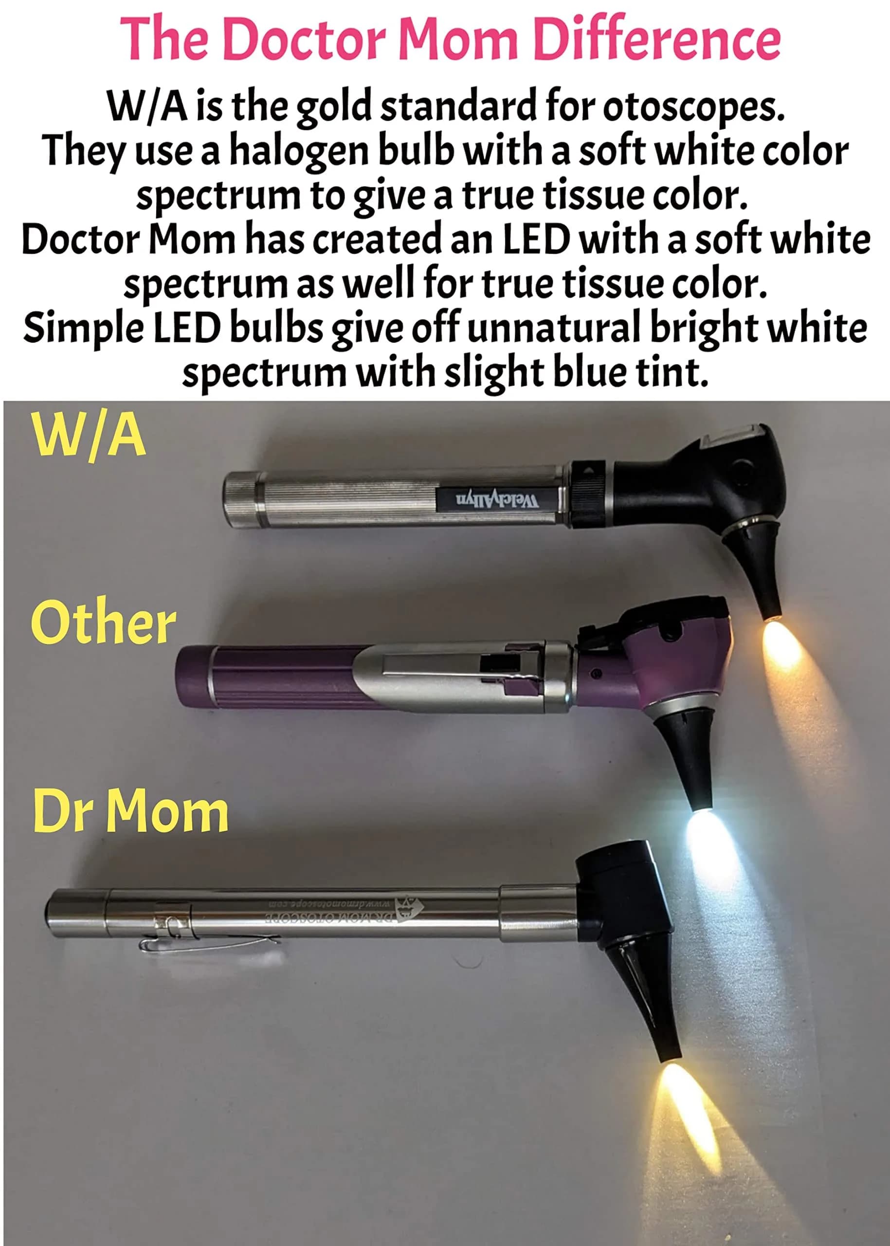 Doctor Mom Slimline Stainless LED Otoscope | Professional Healthcare Diagnostic Tool - view 5