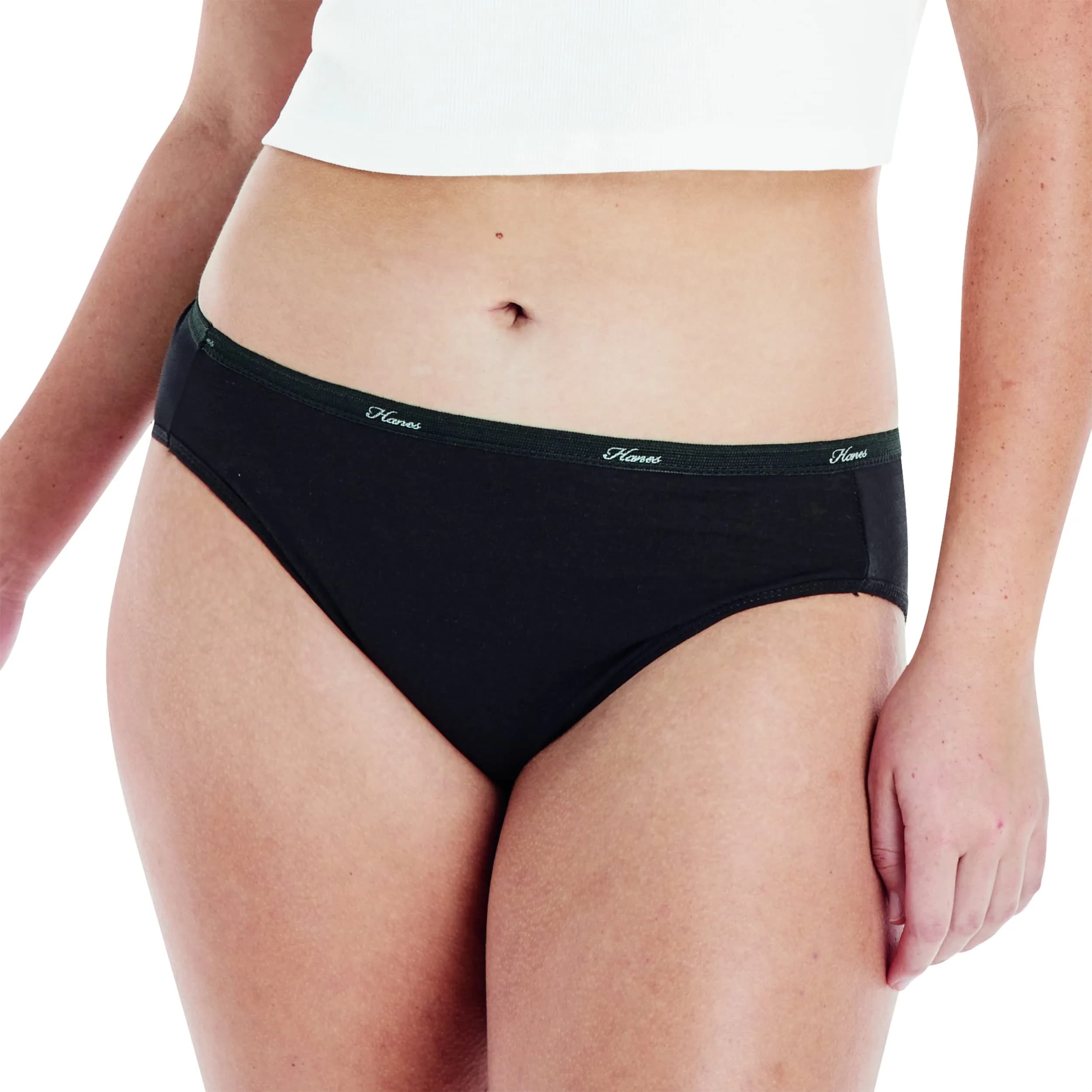 Hanes Women's 100% Cotton Panties 6-Pack | Moisture-Wicking Hi-Cut Briefs - view 2