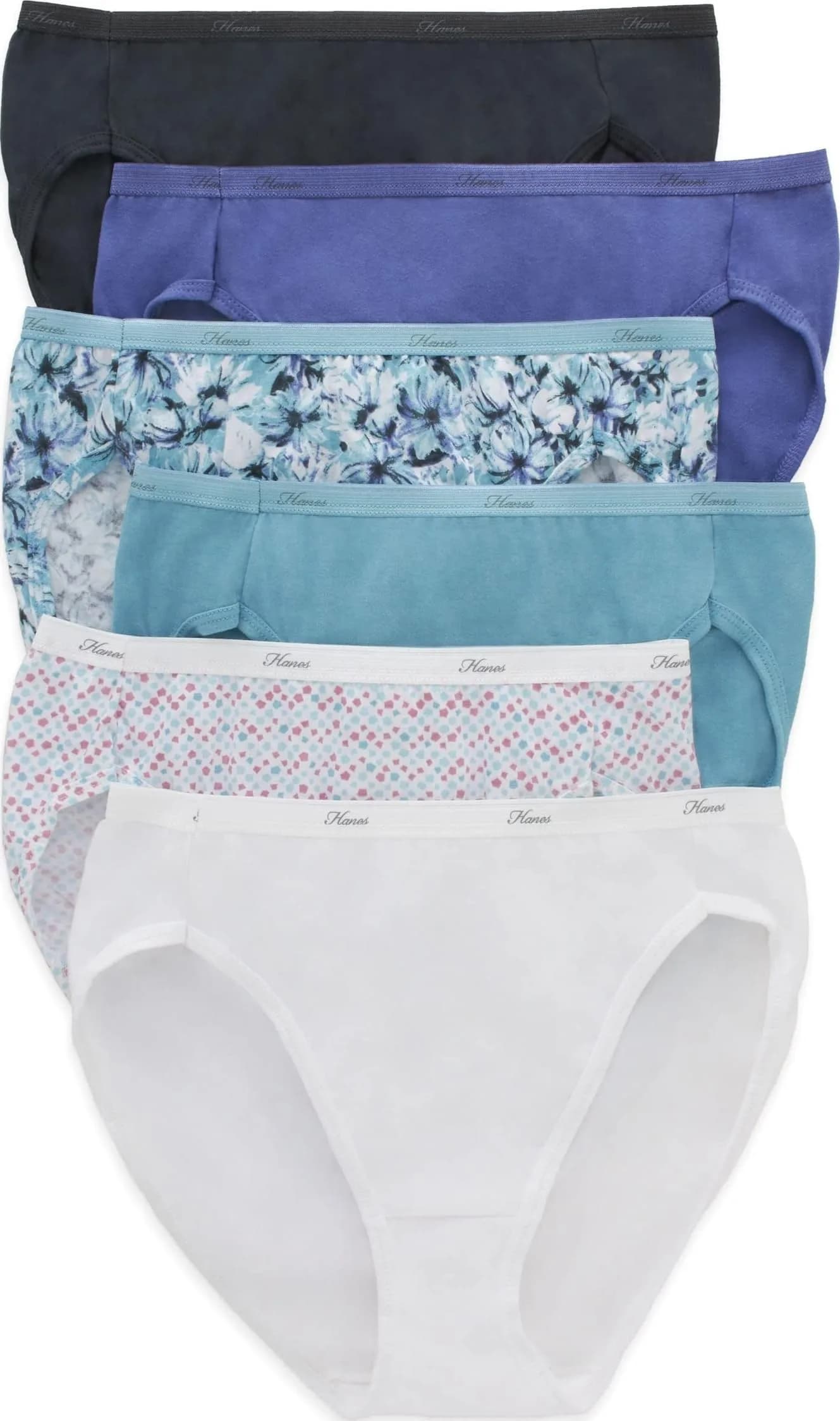 Hanes Women's Cotton Hi-Cut Briefs 6-Pack, Size 8 US (156g) | Moisture-Wicking Comfort - main product image