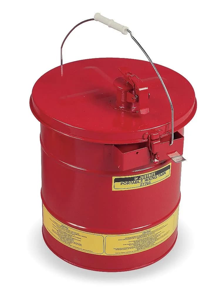 Justrite 27705 24-Gauge Coated Steel Portable Mixing Tank | Spill & Fire Risk Reduction, EPA Compliant (70-120 chars) — Red