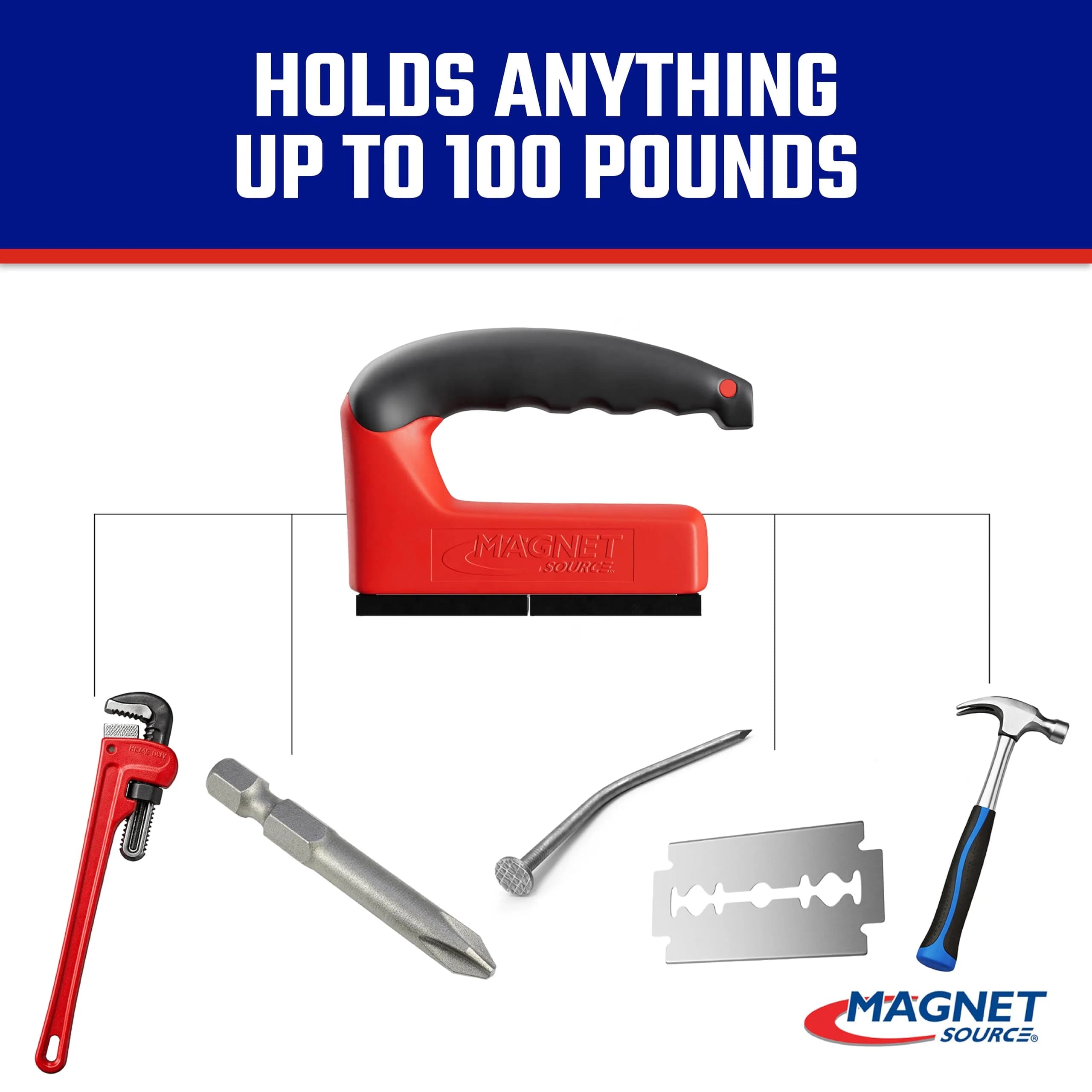 Master Magnetics Red 100 lb Pull Force Ergonomic Handle Magnet | Heavy Duty Utility Magnet - view 4