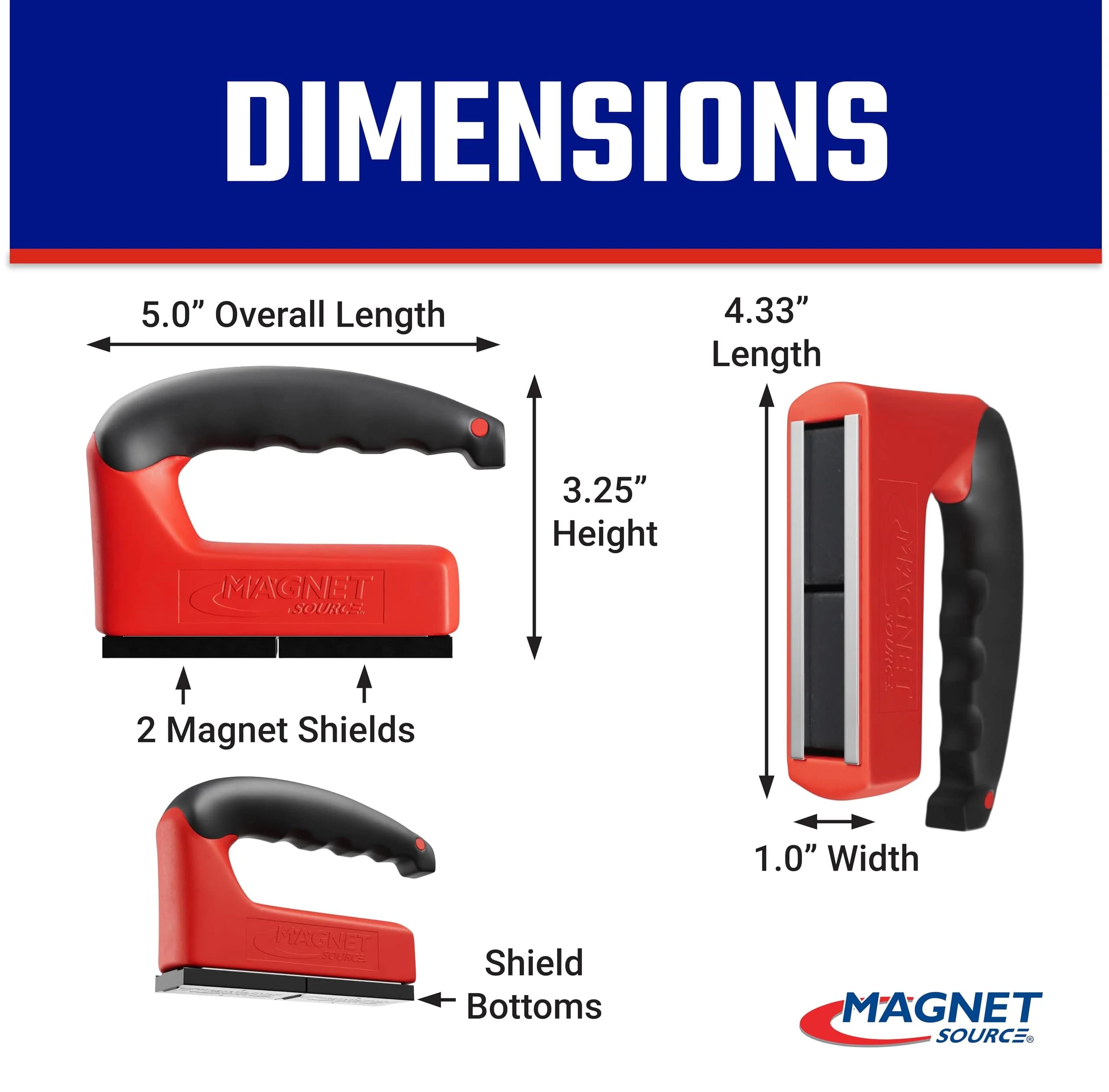 Master Magnetics Red 100 lb Pull Force Ergonomic Handle Magnet | Heavy Duty Utility Magnet - view 2