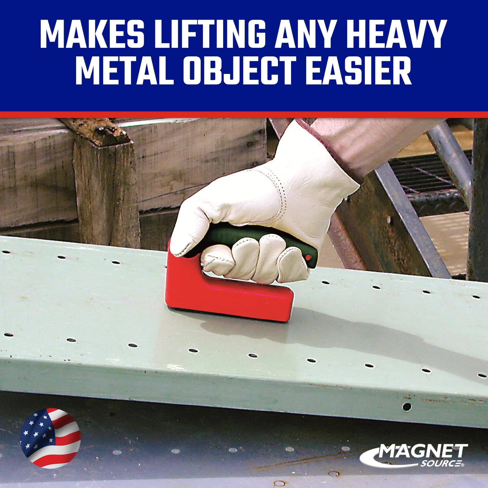 Master Magnetics Red 100 lb Pull Force Ergonomic Handle Magnet | Heavy Duty Utility Magnet - view 3
