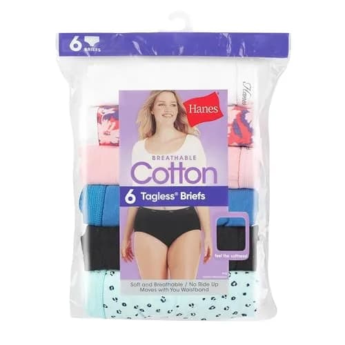 Hanes Women's Plus Size Cotton Underwear 6-Pack Brief Assorted Size 7 | Moisture-Wicking & Full Coverage thumbnail 6