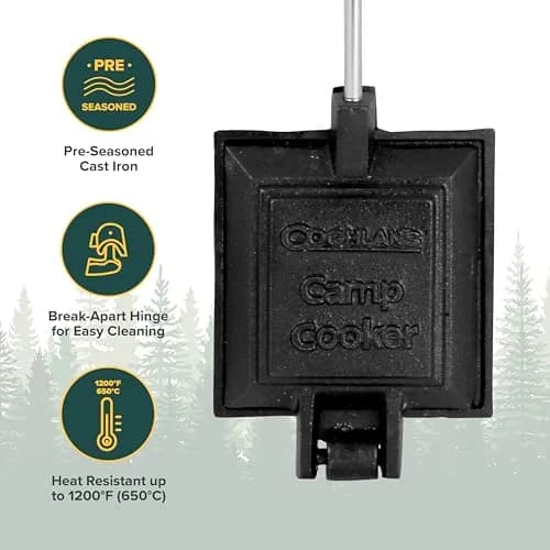 Coghlan's Cast Iron Camp Cooker - Pre-Seasoned Pie Iron Sandwich Maker for Campfire Cooking thumbnail 2