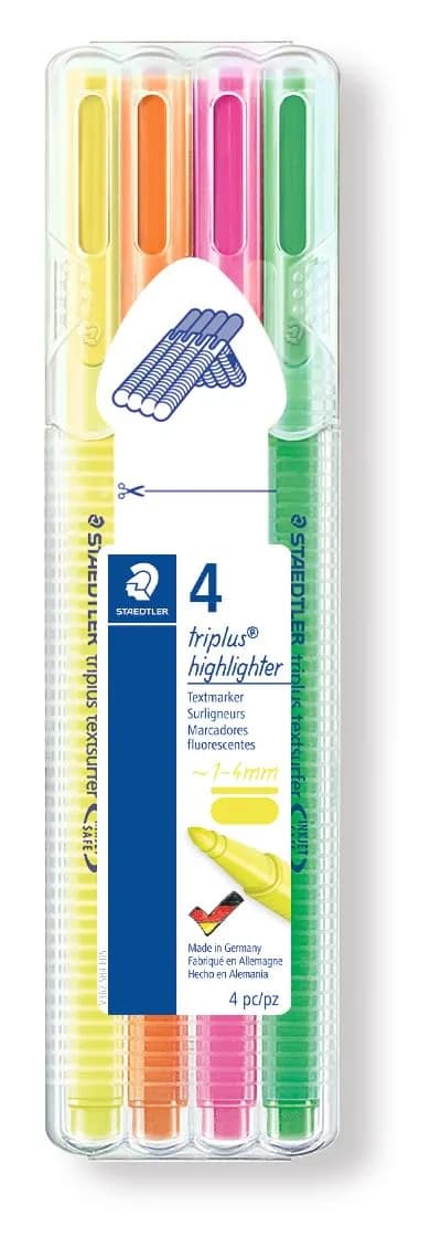 STAEDTLER Highlighter (362 SB4) 4-Color Set | Assorted Bullet Tip Markers for Office & School - main product image