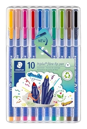 STAEDTLER Triplus Colour Fibre-Tip Pens 10 Pack | Assorted Colours, 1 mm Linewidth, Ergonomic Triangular Shape thumbnail 1