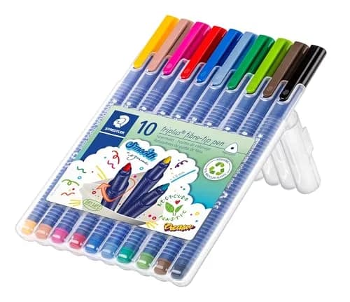 STAEDTLER Triplus Colour Fibre-Tip Pens 10 Pack | Assorted Colours, 1 mm Linewidth, Ergonomic Triangular Shape thumbnail 2