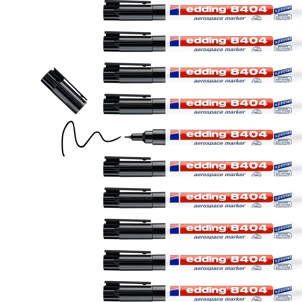 edding 8404 Aerospace Marker Black 0.75mm Round Nib | Low-Corrosion Permanent Marker Set of 10 — black