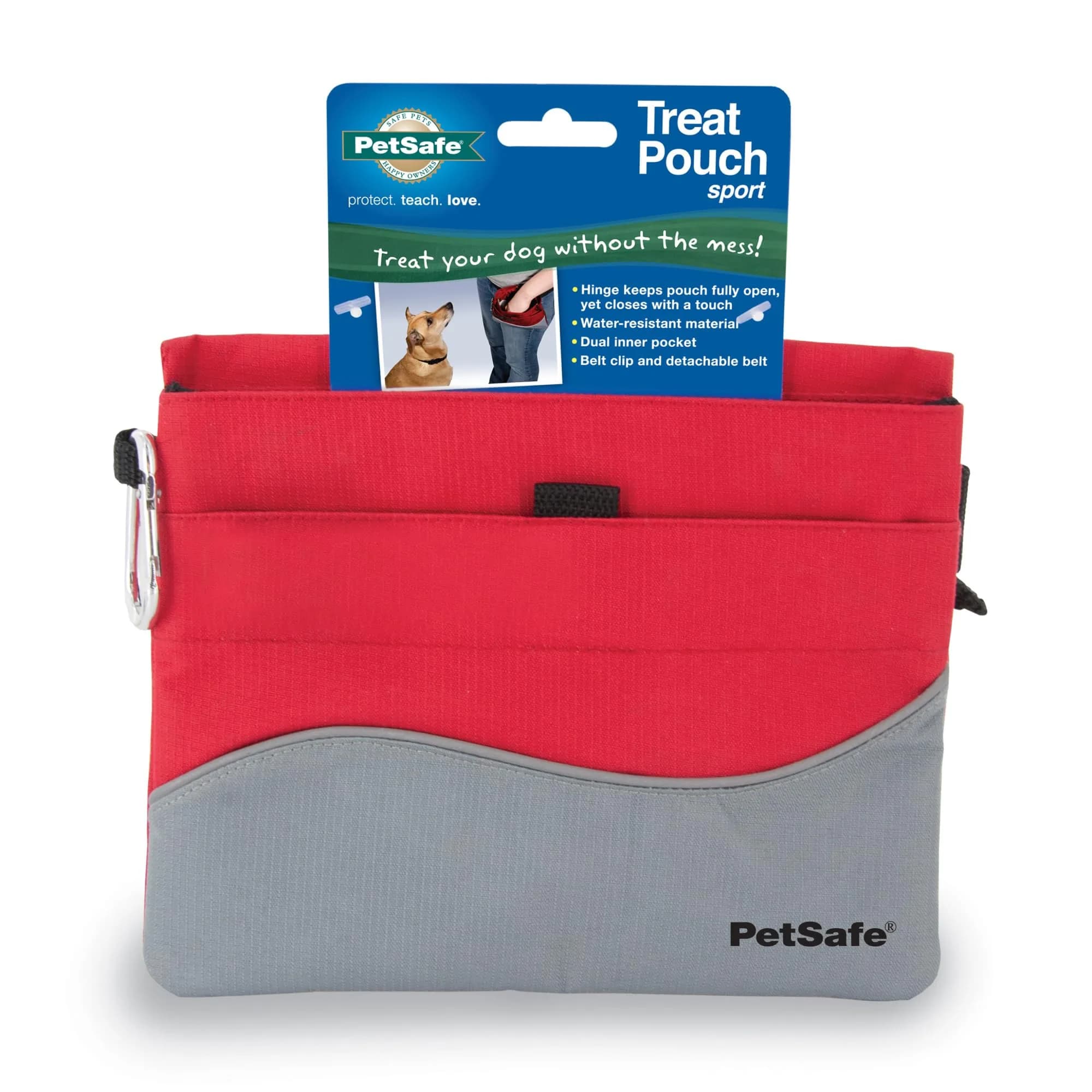 PetSafe Dog Treat Pouch Sport, Red, Standard, 7.5 in L x 6.5 in H | Waterproof, Durable & Easy to Clean