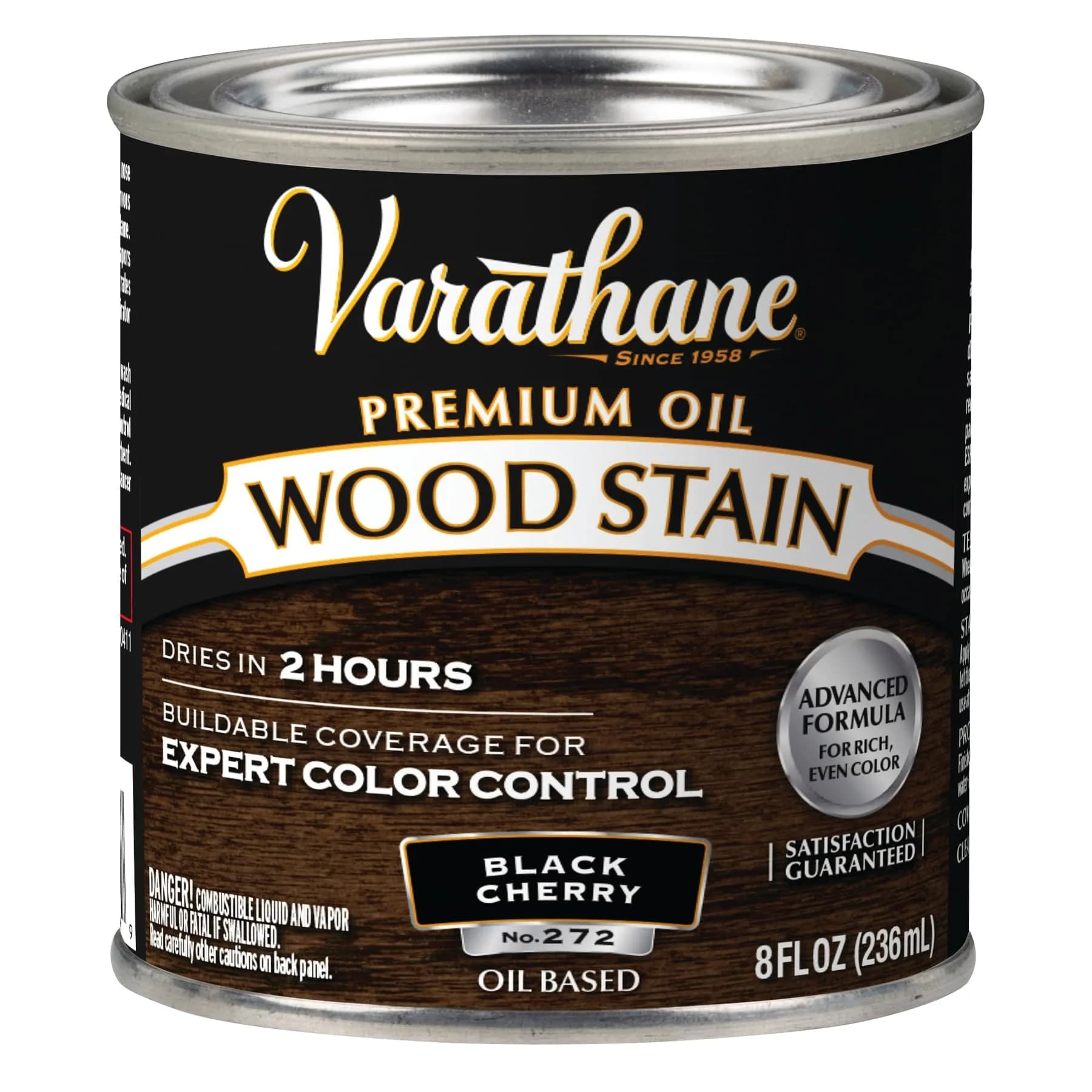 Varathane Dry Black Cherry Oil-Based Wood Stain, Black, Half Pint (16 Fl Oz) - Deep Rich Color - main product image