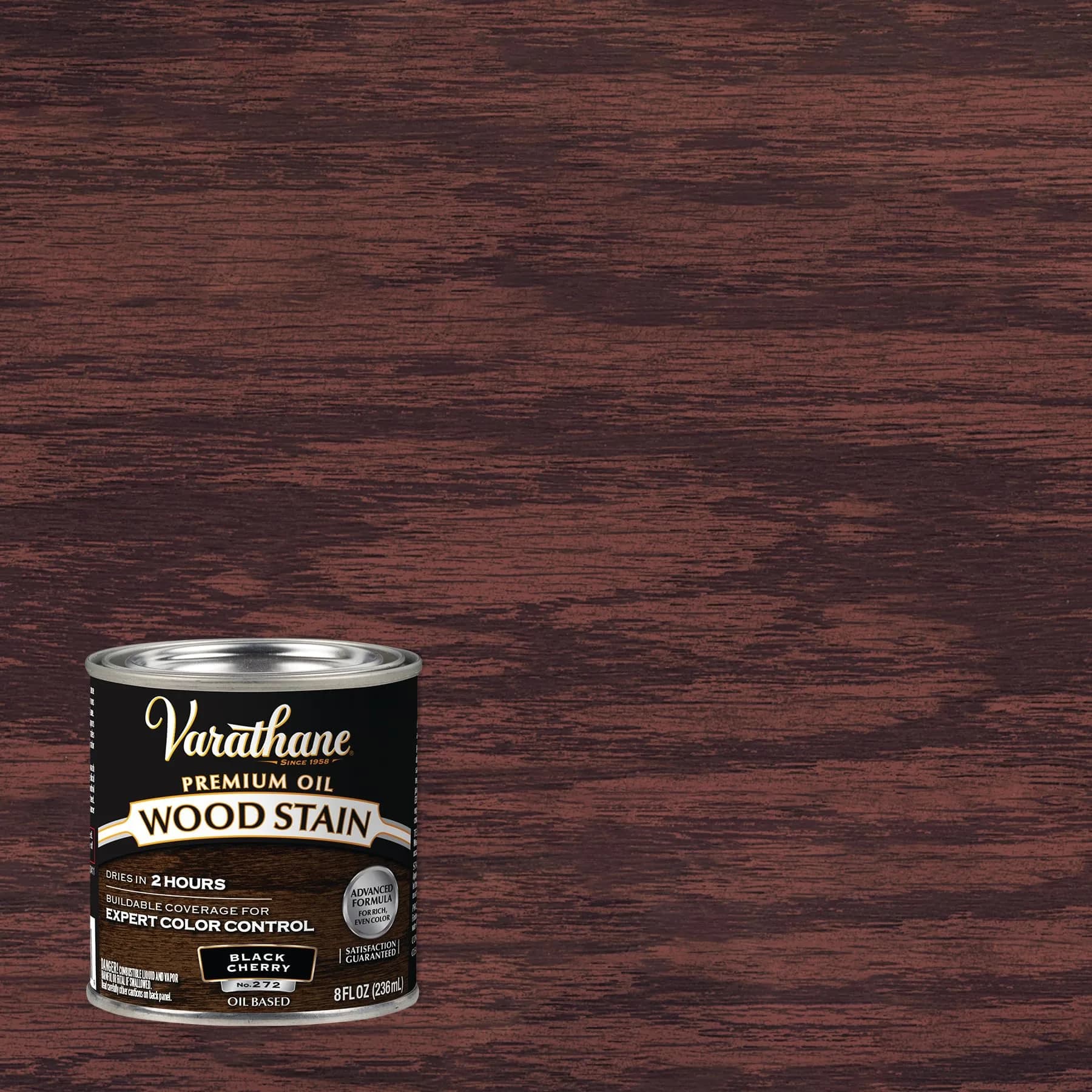 Varathane Dry Black Cherry Oil-Based Wood Stain, Black, Half Pint (16 Fl Oz) - Deep Rich Color - view 2