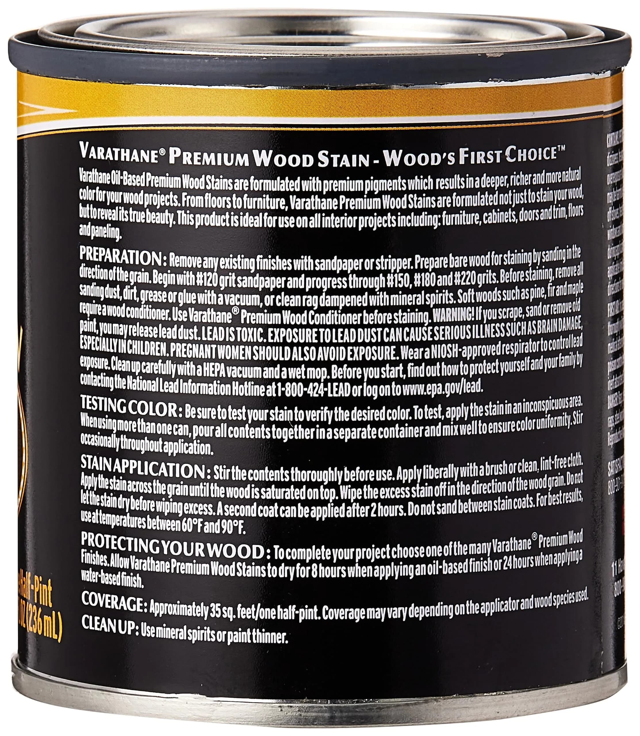 Varathane Espresso Oil-Based Wood Stain 8 fl oz (Half Pint) | Rich Deep Color for Interior Wood - view 2