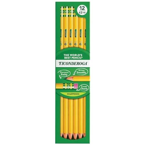 Ticonderoga Wood-Cased Pencils, Pre-Sharpened, HB Soft, Yellow, 12 Count | Writing Instrument for Students & Professionals thumbnail 1