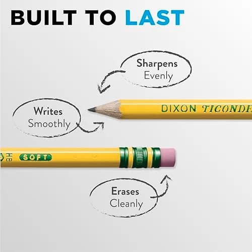 Ticonderoga Wood-Cased Pencils, Pre-Sharpened, HB Soft, Yellow, 12 Count | Writing Instrument for Students & Professionals thumbnail 6
