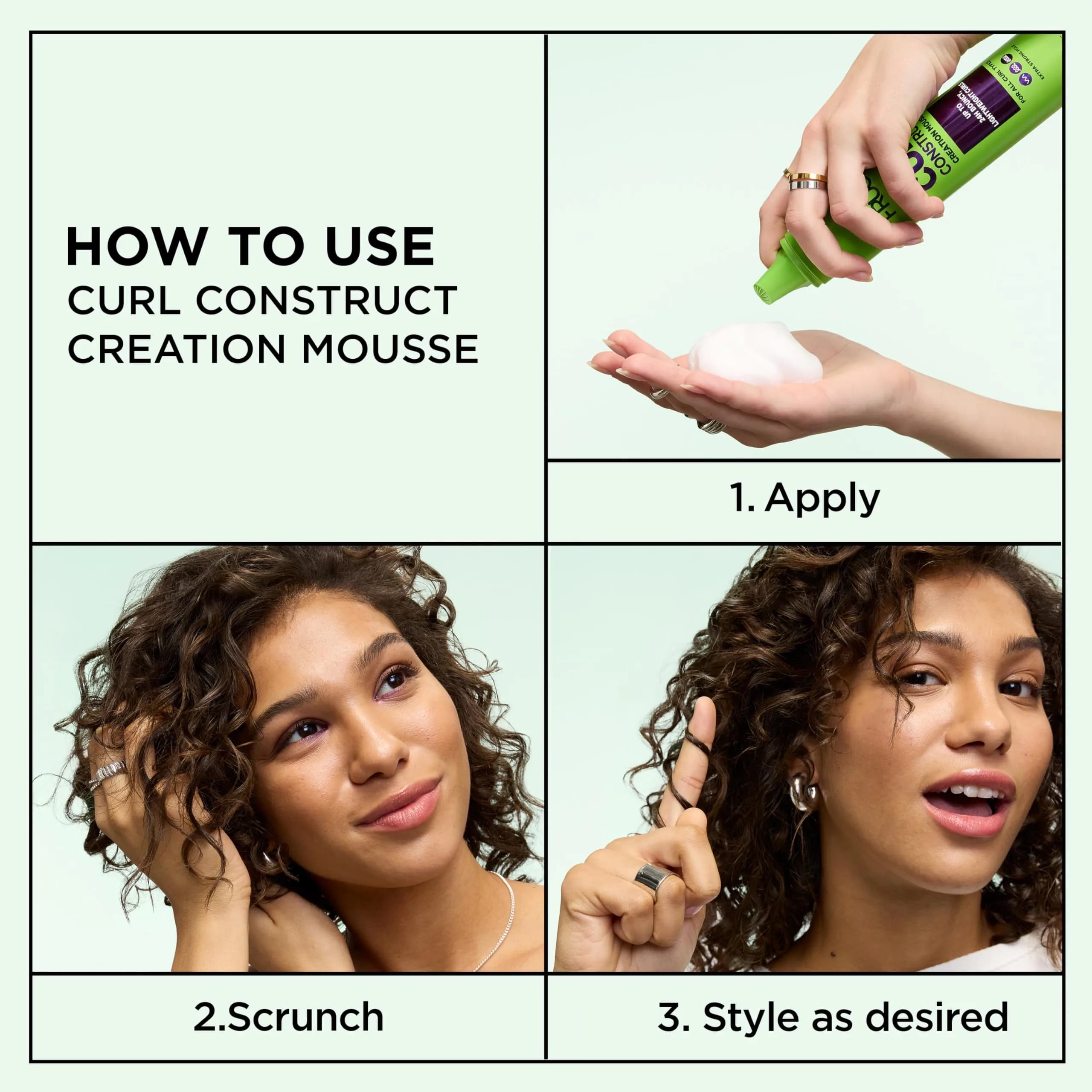 Garnier Fructis Curl Construct Creation Mousse, Curl Activator for Curly, Wavy, Coily Hair, 192ml (6.8 oz) | Controls Frizz, Long-Lasting Hold - view 3