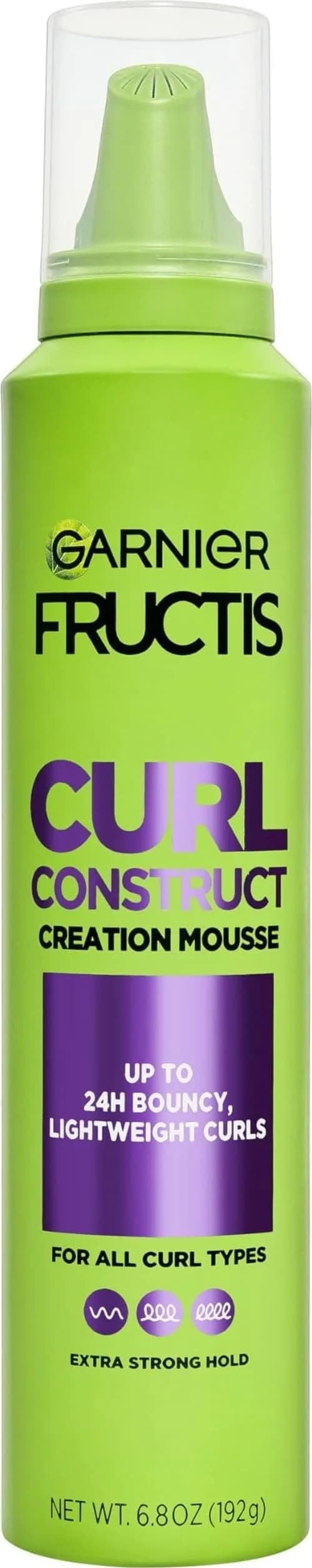 Garnier Fructis Curl Construct Creation Mousse, Curl Activator for Curly, Wavy, Coily Hair, 192ml (6.8 oz) | Controls Frizz, Long-Lasting Hold — 6.