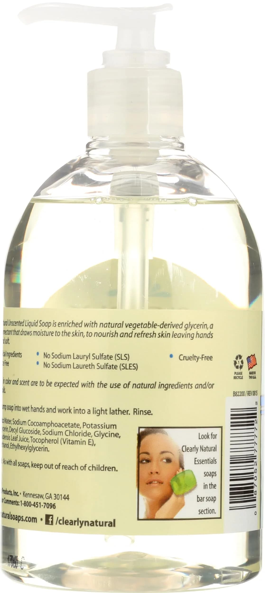 Clearly Natural Unscented Glycerin Liquid Hand Soap 355ml (12 Fl Oz) | Pure & Natural for Sensitive Skin - view 2