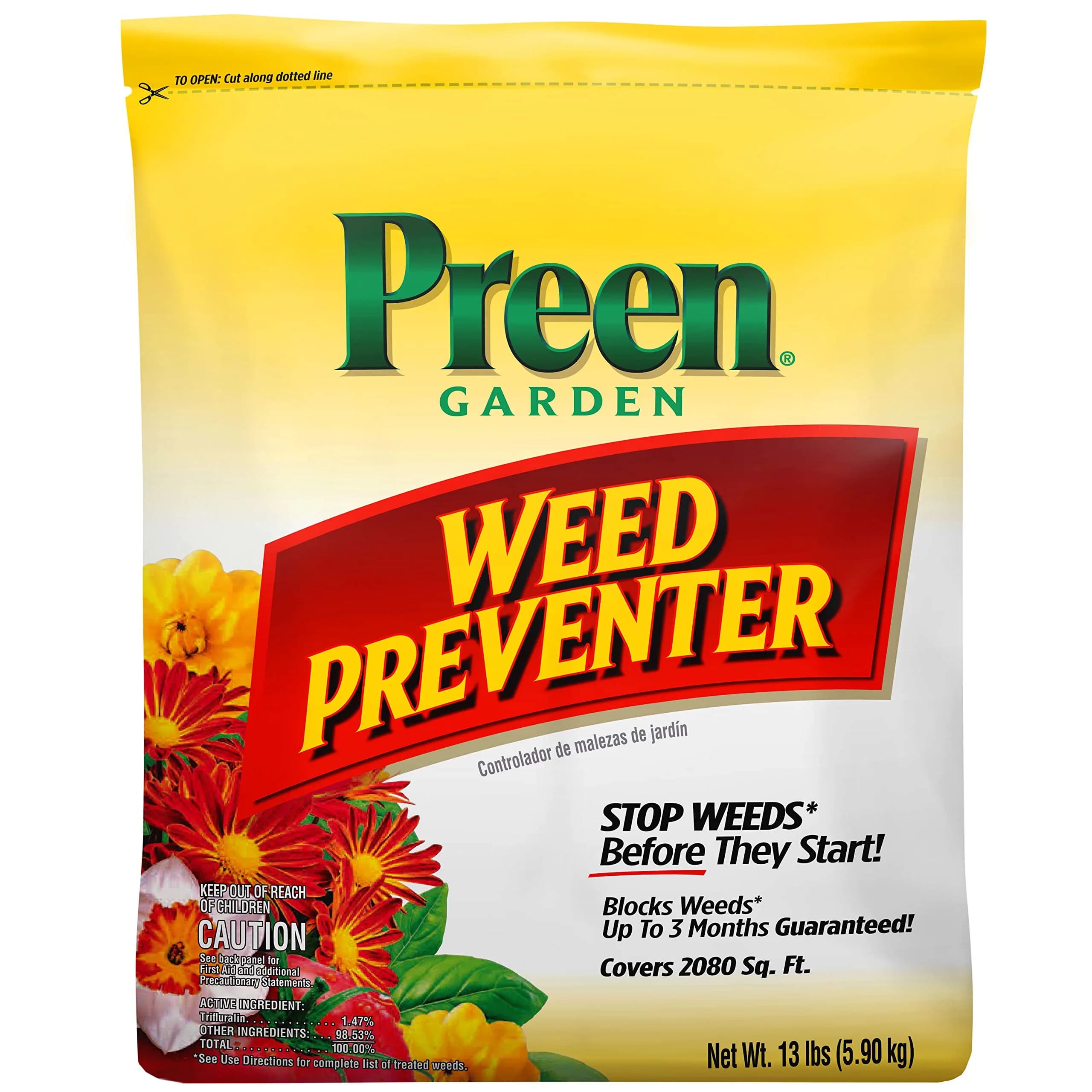 Preen Garden Weed Preventer 13 lb | Up to 3 Months Weed Control in Beds