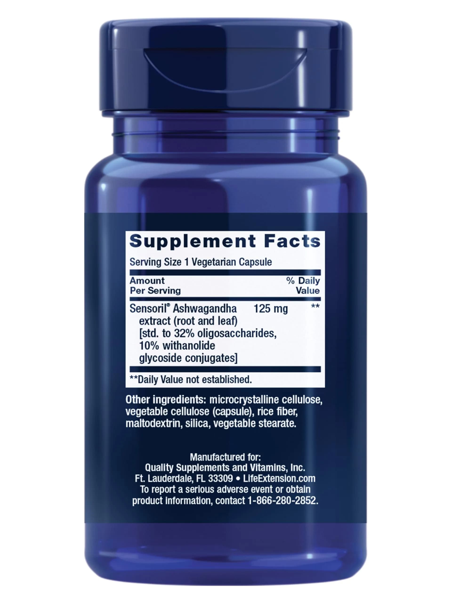 Life Extension Optimized Ashwagandha Capsules 60 Count | Stress Management Supplement for Healthy Stress Response, Focus, Memory, Mood Support - view 2