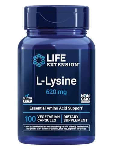 Life Extension L-Lysine 620 mg Vegetarian Capsules | Essential Amino Acid for Healthy Nitrogen Balance, Calcium Metabolism & Stress Response thumbnail 1