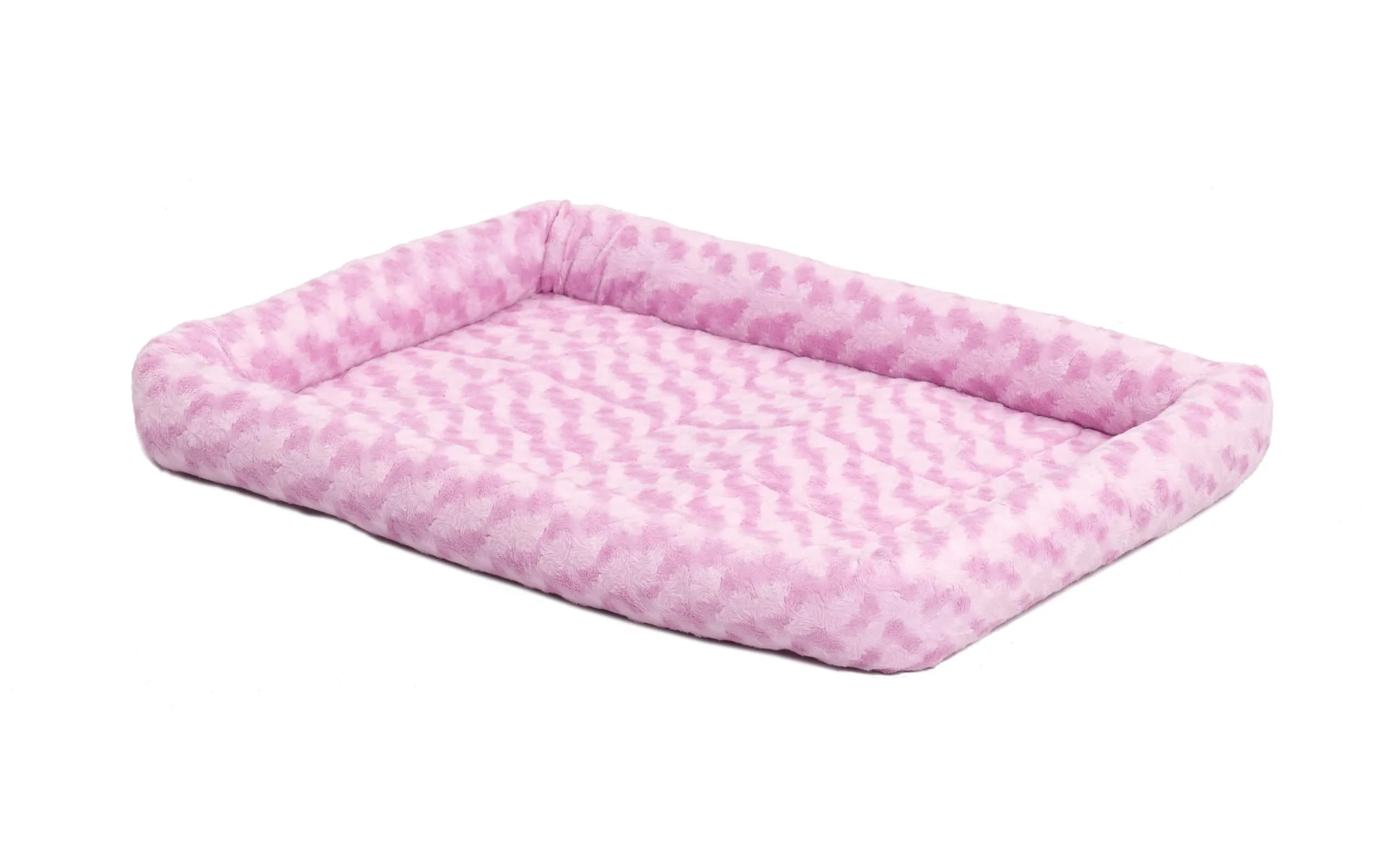 QuietTime by MidWest Bolster Dog Crate Bed Medium 30-Inch 73cm x 51cm x 9cm Fashion Pink | Cozy All-Season Comfort