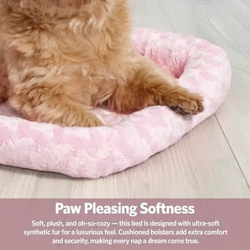 QuietTime by MidWest Bolster Dog Crate Bed Medium 30-Inch 73cm x 51cm x 9cm Fashion Pink | Cozy All-Season Comfort thumbnail 4