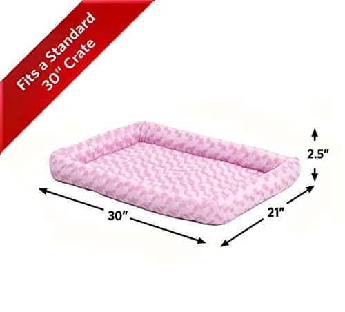 QuietTime by MidWest Bolster Dog Crate Bed Medium 30-Inch 73cm x 51cm x 9cm Fashion Pink | Cozy All-Season Comfort thumbnail 2