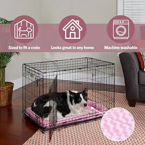QuietTime by MidWest Bolster Dog Crate Bed Medium 30-Inch 73cm x 51cm x 9cm Fashion Pink | Cozy All-Season Comfort thumbnail 3
