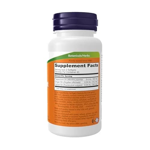 NOW Peppermint Gels with Ginger & Fennel Oils | 90 Softgels for Digestive Comfort in India thumbnail 2