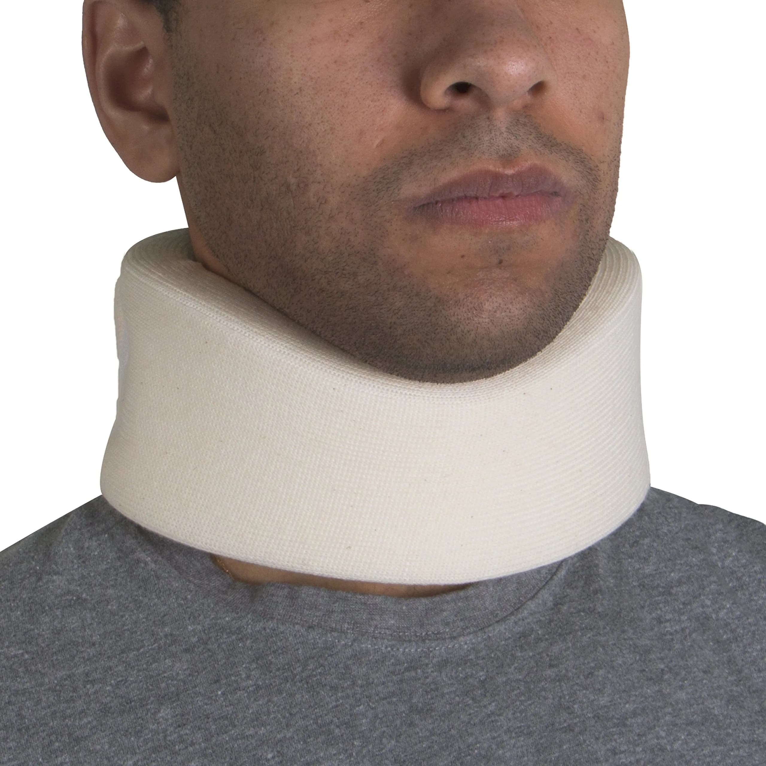 OTC Soft Contour Foam Cervical Collar Neck Support Brace, Large 2.5" Depth (6.35 cm) | Limits Motion for Pain Relief — White