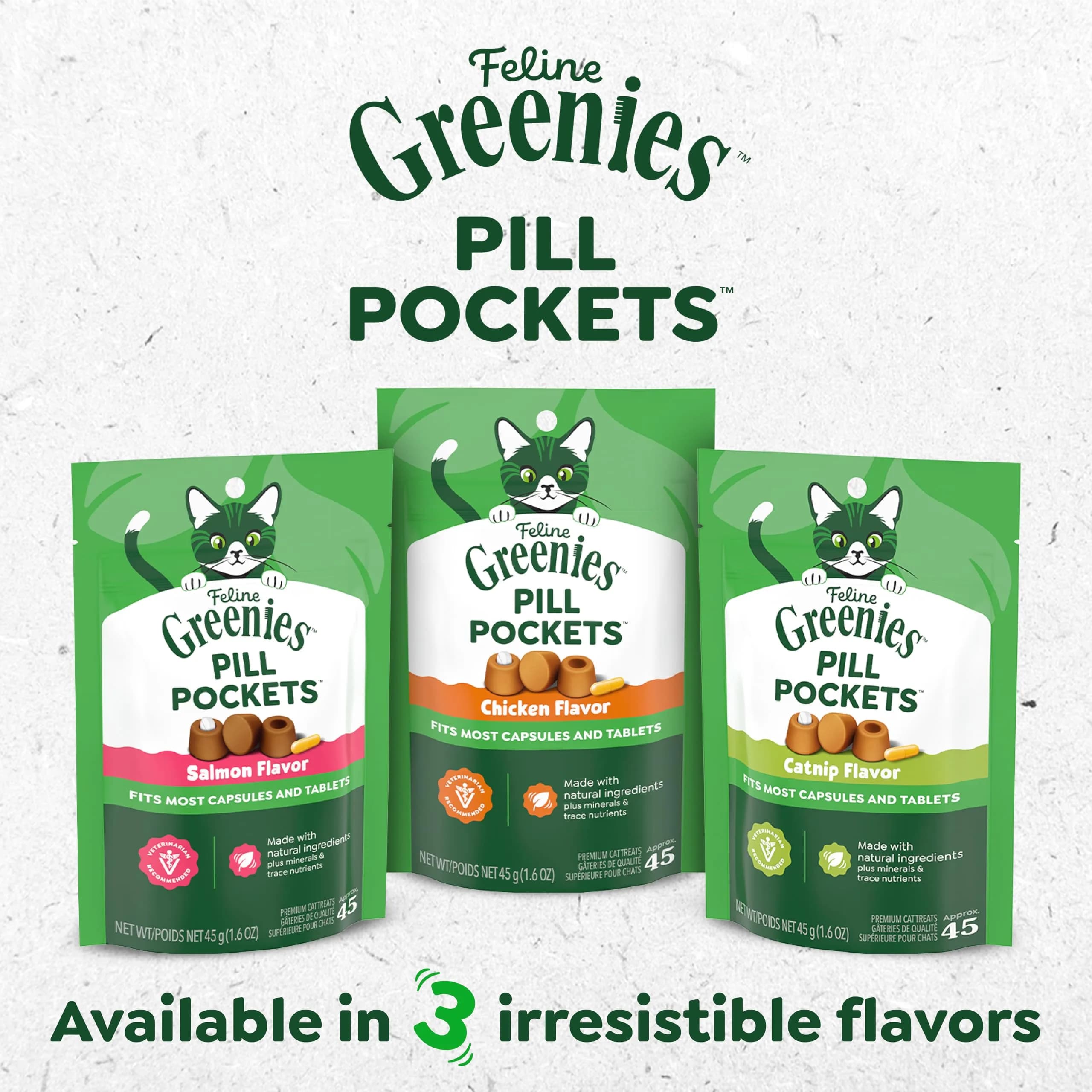 Greenies Feline Pill Pockets Salmon Flavor Cat Treats 1.6 oz (45 Count) | Vet-Recommended Pill Hiding - view 9