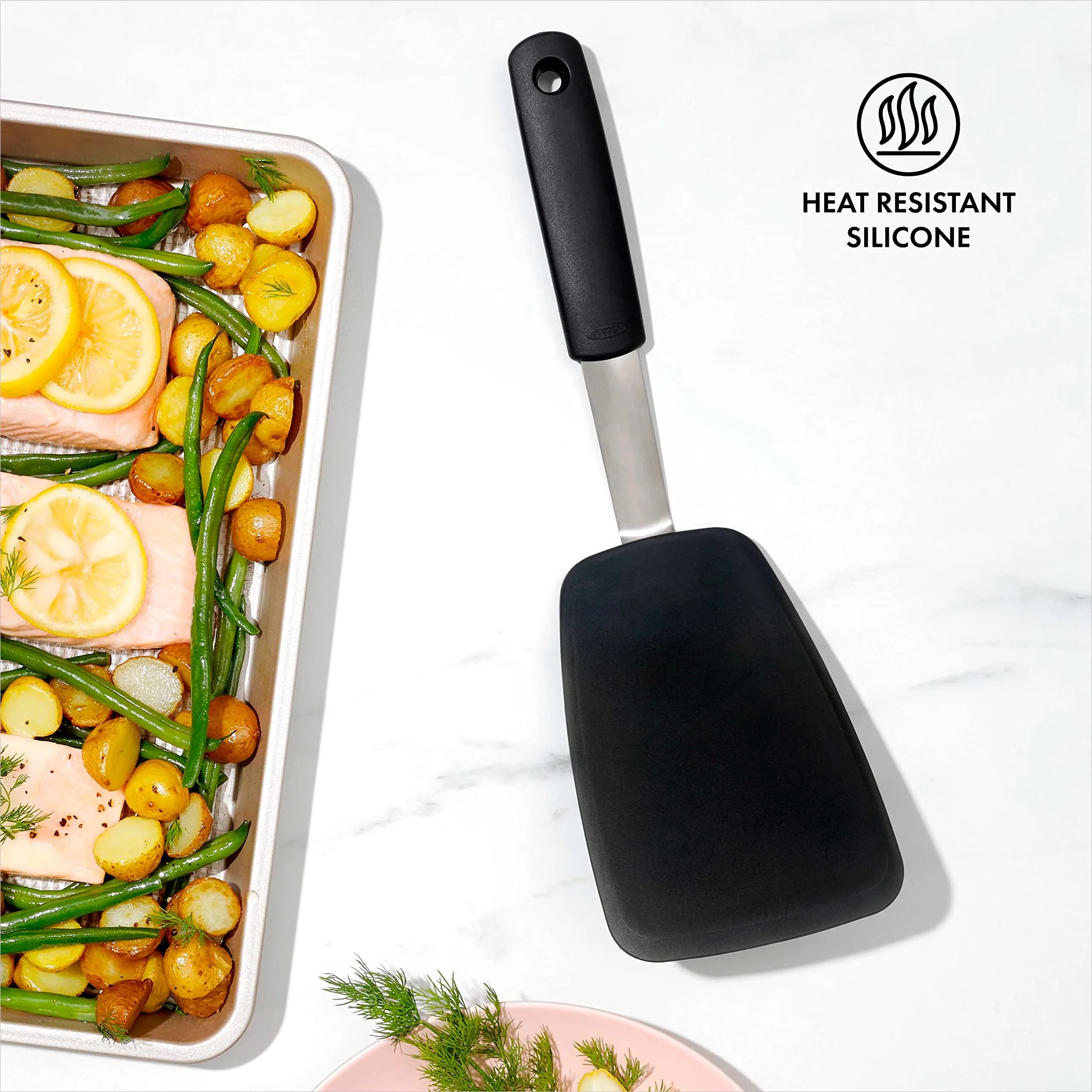 OXO Good Grips Large Silicone Flexible Turner | Heat-Resistant, Non-Stick Safe, Stainless Steel Handle - view 2