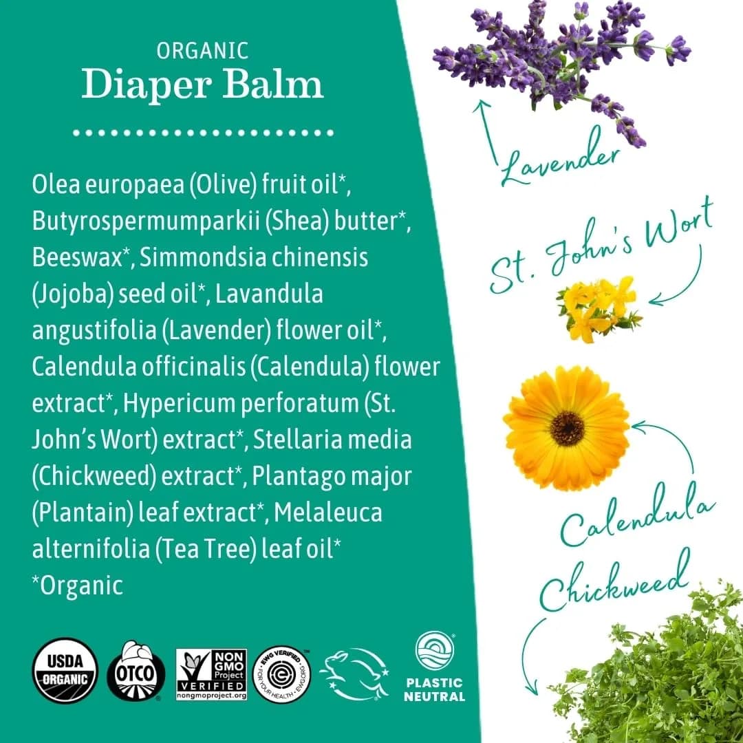 Earth Mama Organic Diaper Balm 60ml (2 Fl Oz) | EWG Verified, Petroleum-Free, Calendula for Sensitive Skin (2-Pack) - view 6