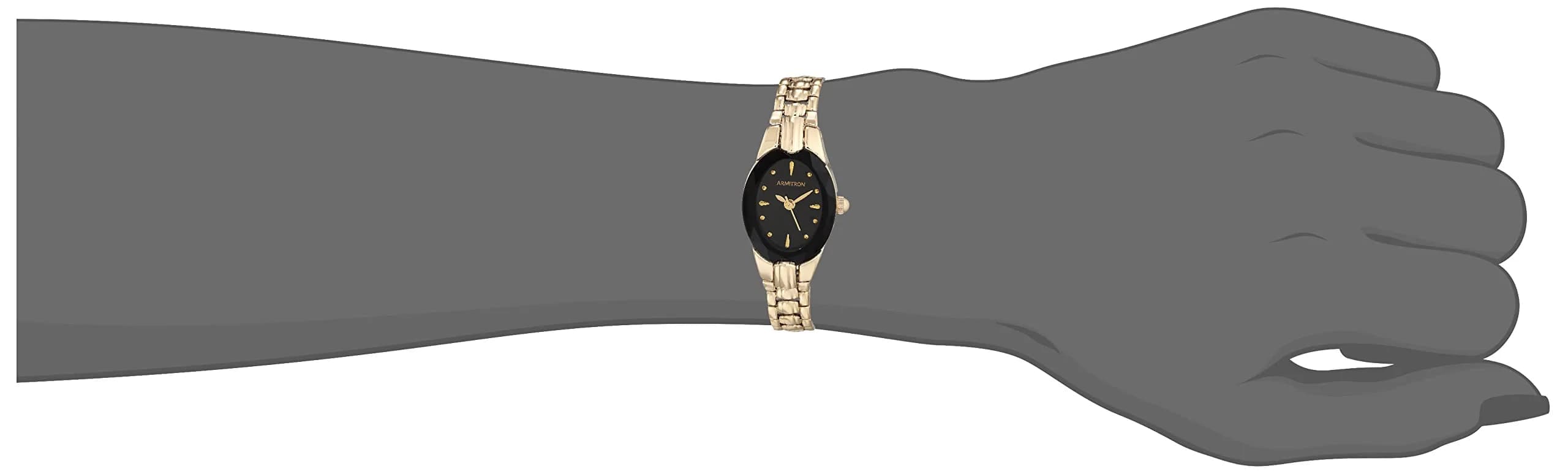Armitron Women's Black/Gold-Tone Oval Bracelet Watch 17mm | Japanese Quartz Movement - view 6