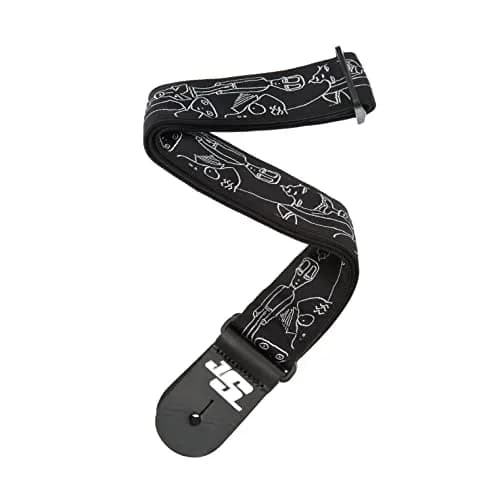D'Addario 50MM Js Strap, Silver Sketches | Adjustable Guitar Strap with Joe Satriani Artwork thumbnail 1