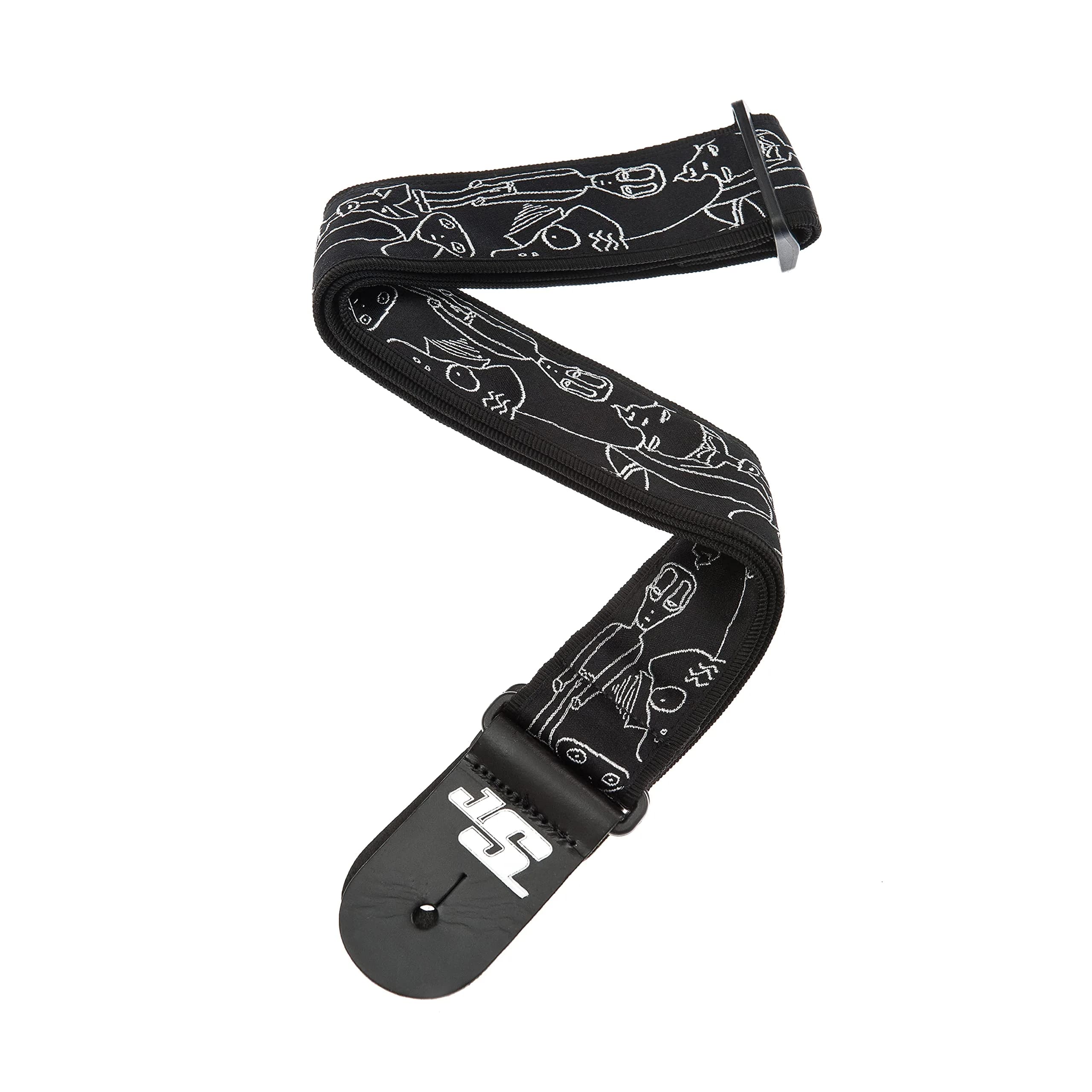 D'Addario 50MM Js Strap, Silver Sketches | Adjustable Guitar Strap with Joe Satriani Artwork - main product image