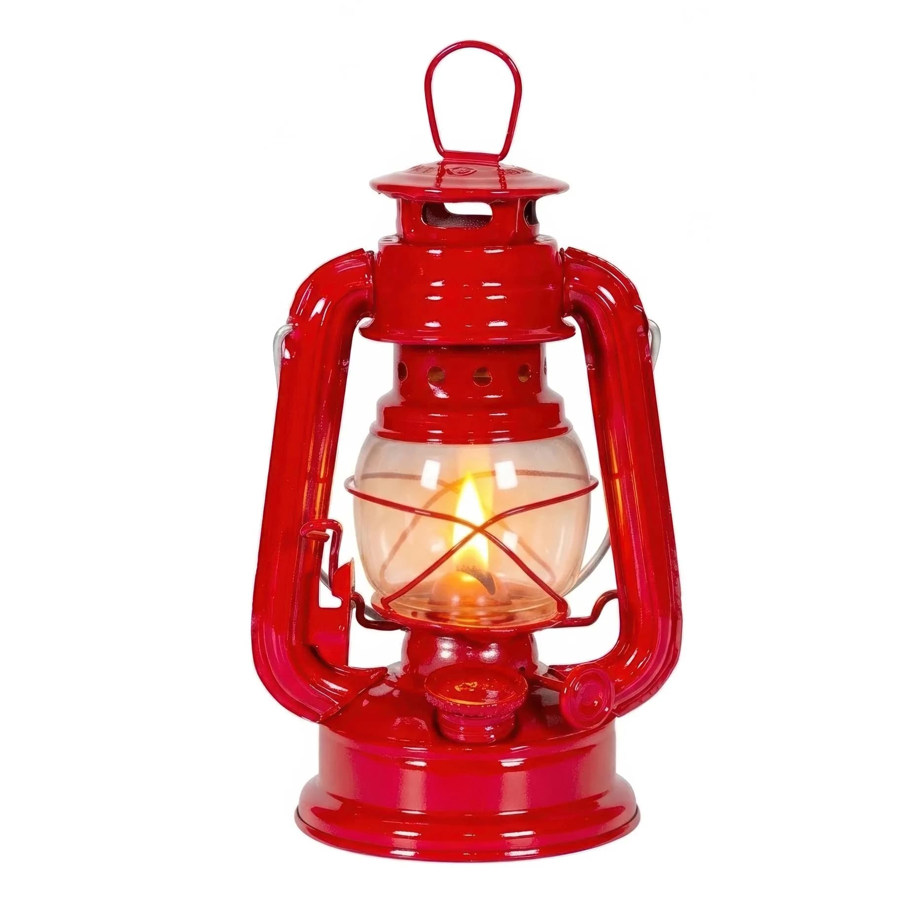 Stansport 8" Hurricane Lantern Red | Classic Metal Fuel Lamp for Camping & Outdoors — 8 Inch