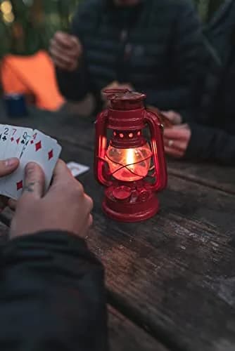 Stansport 8" Hurricane Lantern Red | Classic Metal Fuel Lamp for Camping & Outdoors thumbnail 5