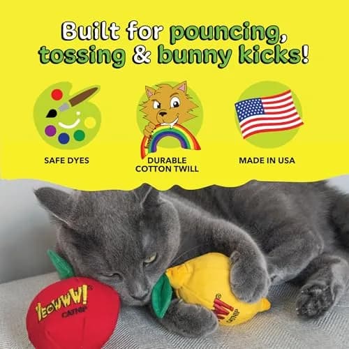 Yeowww! Catnip Apple Cat Toy 4 inch | 100% Organic Catnip, Crinkly Stem & Leaf thumbnail 4