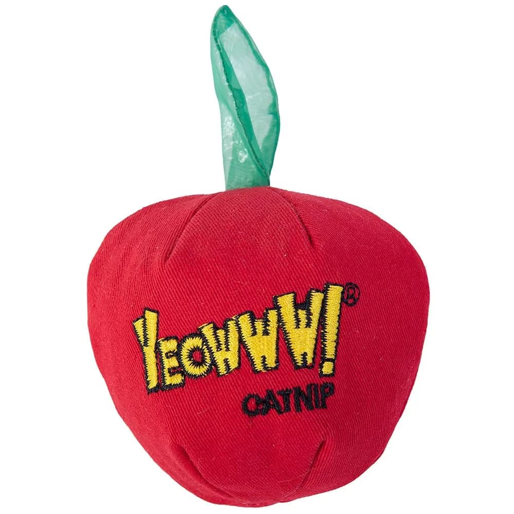 Yeowww! Catnip Apple Cat Toy 4 inch | 100% Organic Catnip, Crinkly Stem & Leaf