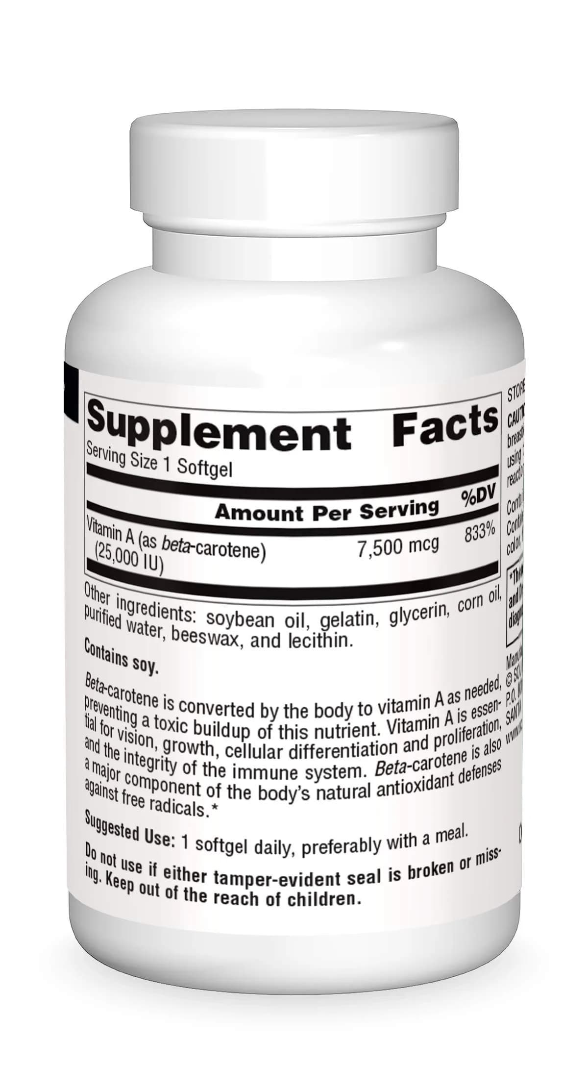 Source Naturals Beta Carotene 7500 mcg (25000 IU) 100 Softgels | Antioxidant Protection - view 3