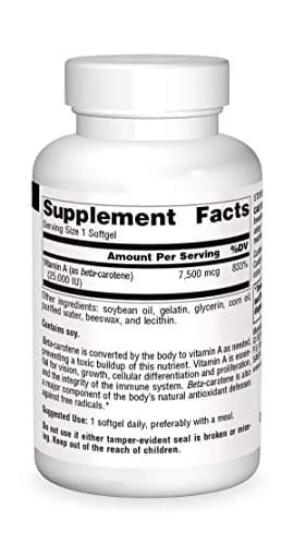 Source Naturals Beta Carotene 7500 mcg (25000 IU) 100 Softgels | Antioxidant Protection thumbnail 3