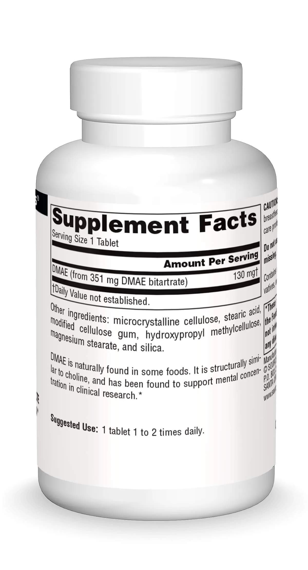 Source Naturals DMAE 351 mg 100 Tablets | Supports Mental Concentration & Brain Health - view 2
