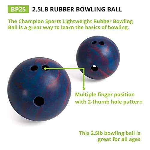 Champion Sports Rubber Bowling Ball 2.5 Lb | Easy Grip for Beginners, Lightweight & Safe thumbnail 4