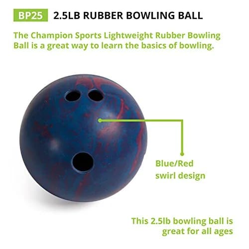 Champion Sports Rubber Bowling Ball 2.5 Lb | Easy Grip for Beginners, Lightweight & Safe thumbnail 2
